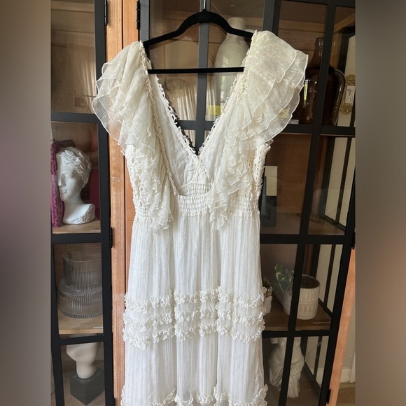 Free People wedding dress boho maxi crochet embroidered BHLDN Anthropologie - Picture 7 of 13